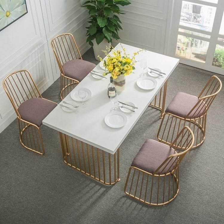 Luxury Beauty Salon Metal Rose Gold Wire Chair Durable Wrought Iron Garden Event Wedding Dining Chair