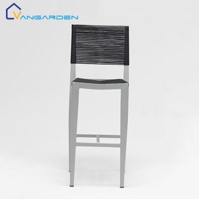 Nordic Popular Beer Garden Outdoor Hand Woven Patio Chair in Grey White Color