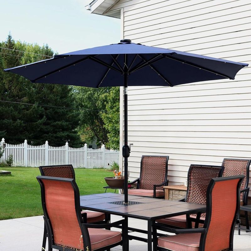 Sunnyglade 10′ Outdoor Adjustable Offset Cantilever Hanging Patio Umbrella (Black and White)