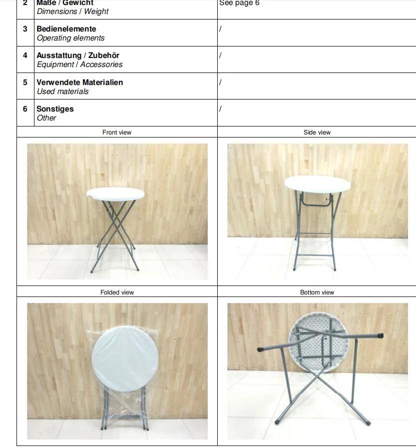 80cm High Bar Table in Bistro Klappertish