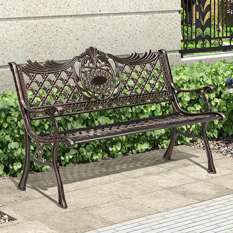 Public Garden Rose Pattern Bench Cast Aluminum Long Chair