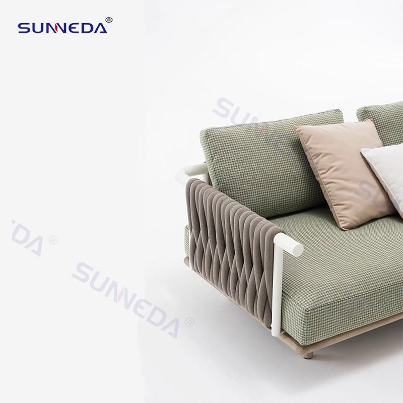 Outdoor Sofa with Popular Core Webbing Teak Wood Frame