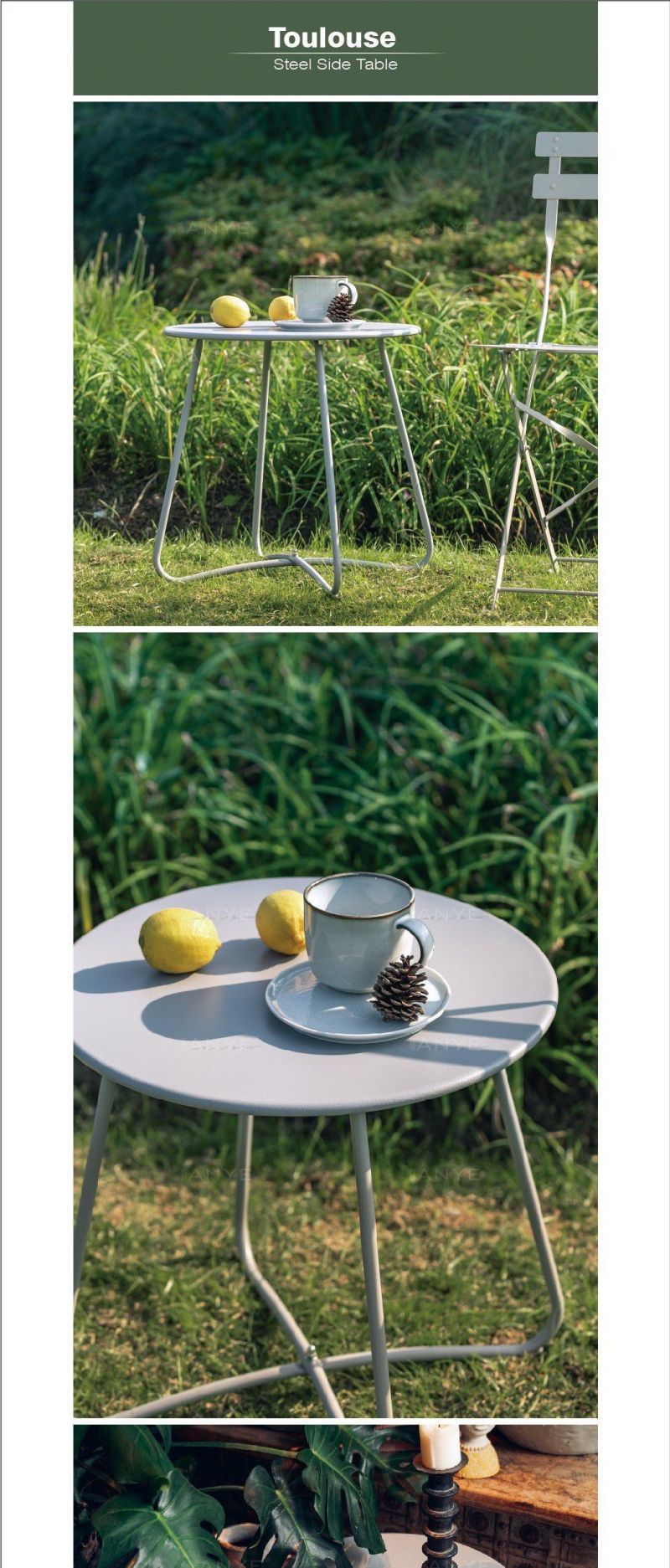 Portable Furniture Durable Metal Knock Down Flower Stand Pergola UV Resistant Dining Side and Tea Outdoor Table