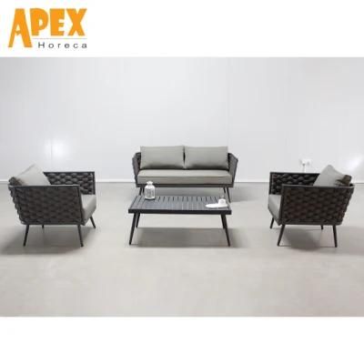 Wholesale Customized Modern Rope Weave Outdoor Garden Patio Bistro Home Hotel Aluminium Frame Furniture Sofa