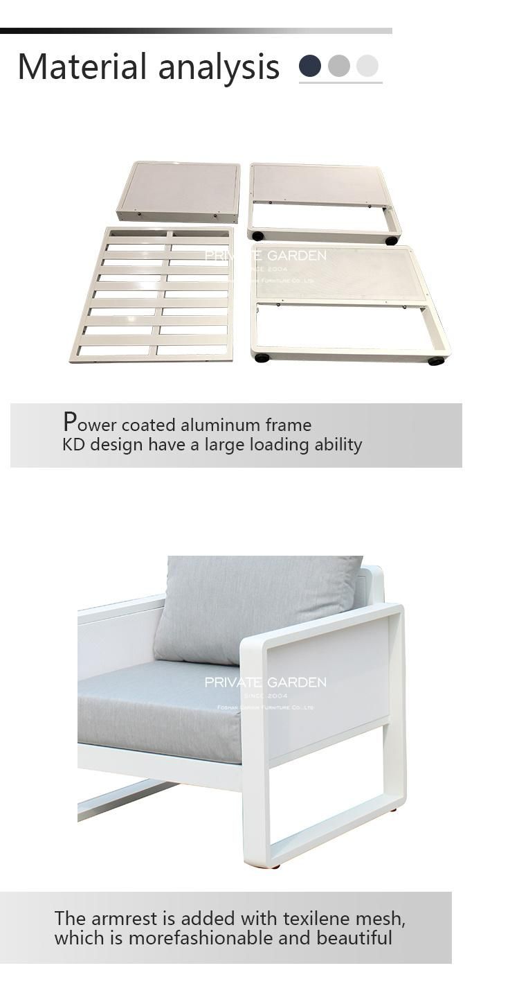 Outdoor Furniture Modern Powder Coating Aluminum Frame Sofa Set with Table Coffee Garden Furniture