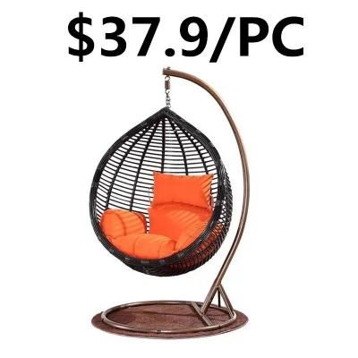 Comfortable Outdoor PE Rattan Wicker Hanging Headrest Leisure Swing Chair