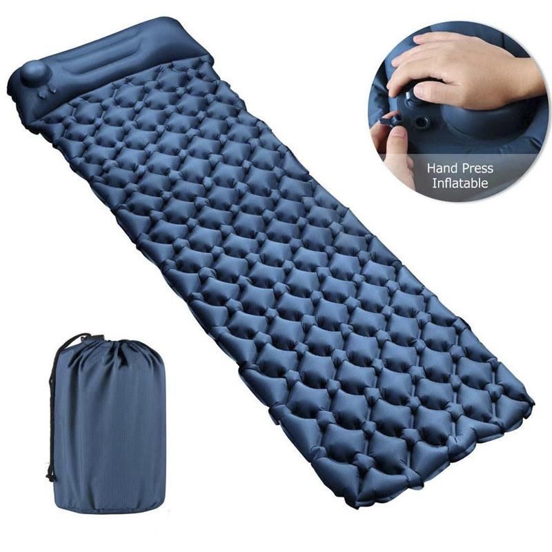 Hand Pump Quick Inflating Double Camping Sleeping Mats Airbed, Button Connection Inflatable Air Mattress