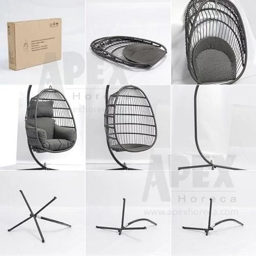 Outdoor Garden Balcony Hanging Egg Shaped Rattan Wicker Swing