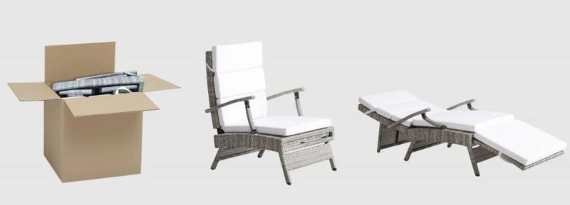 Garden Furniture Set Outdoor Pool Villa Aluminum Leisure Rattan Foldable Folding Audjustable Chaise Lounge