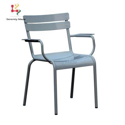 Outdoor Furniture Powder-Coated Aluminum Stacking Cafe Dining Chairs