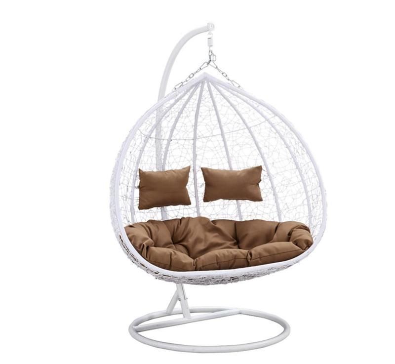 Customized Garden Double Warter Dropped Hanging Rattan Wicker Swing Chair