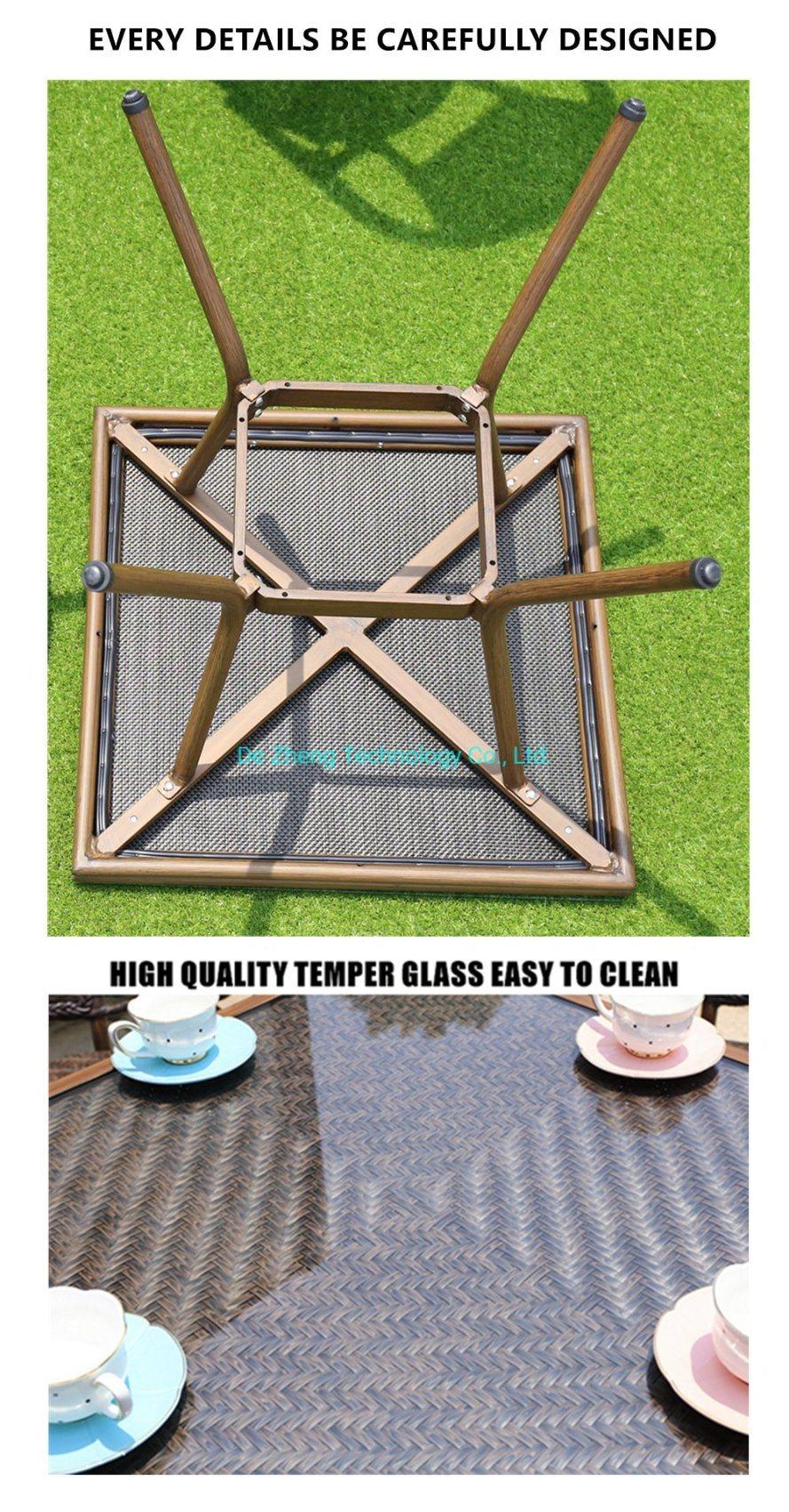 Metal European Design Modern Stainless Steel Dining Garden Outdoor Furniture Aluminum Sintered Stone Table Set