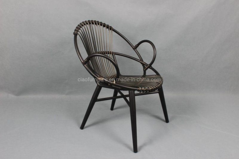 Stackable Leisure Garden Rattan Bistro Dining Arm Chair Outdoor Furniture