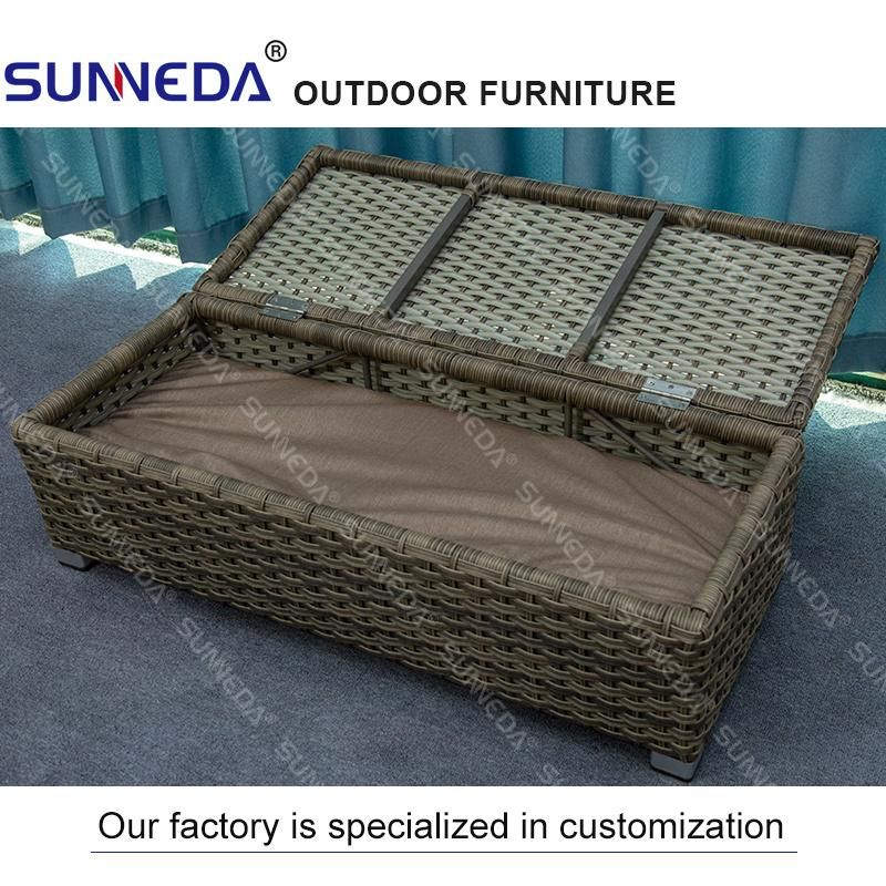 Modern Rattan Outdoor Corner Sofa Tea Table Set Combination for Pool Garden Hotel Cafe Bar Multi-Seat Sofa with Cushion