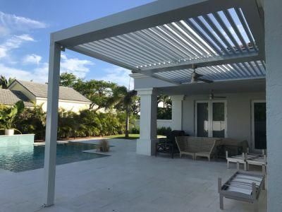 Motorized Wall Mounted Adjustable Blades Aluminum Pergola