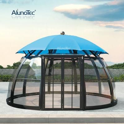 Modern Windproof Backyard Patio Roof Tents Canopy Pavilion Pergola Metal Gazebo Garden Sun Room Outdoor House Sunroom