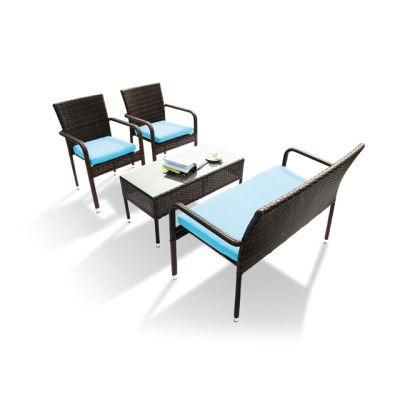 4PCS Garden Use Aluminum Frame Rope Weaving Table and Chairs Outdoor Furniture