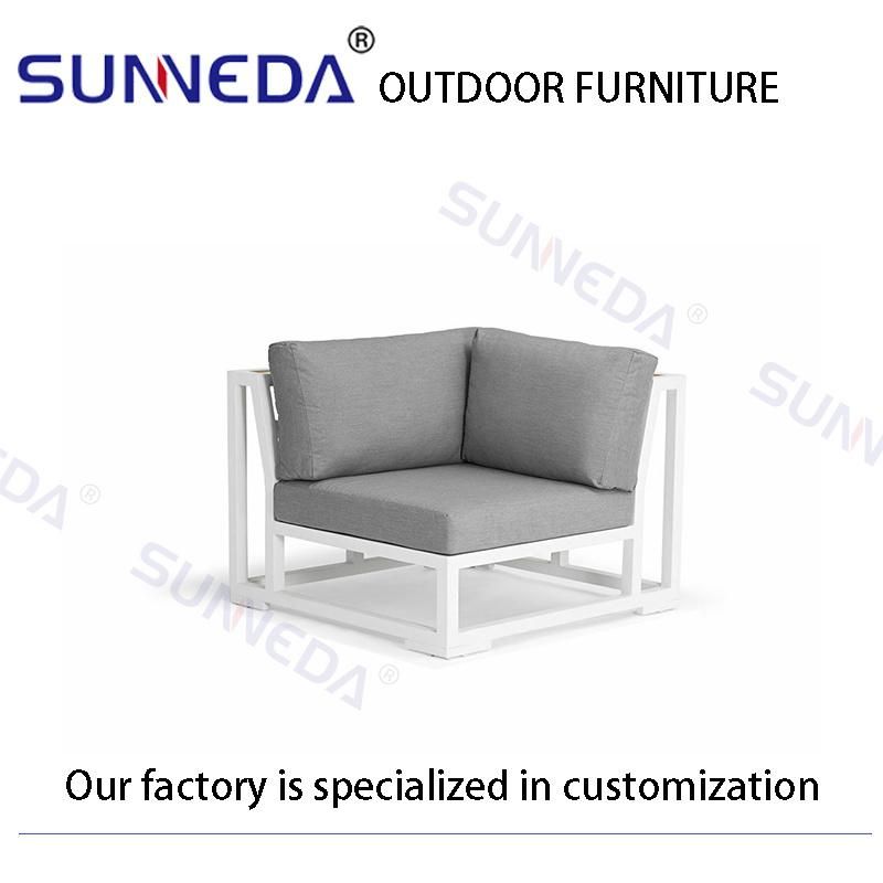 Powder Coating Foam Teak Wood Glass Garden Sofa with Table Furniture