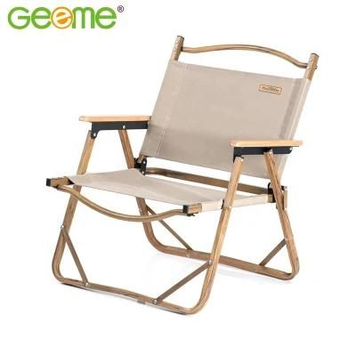 Outdoor Furniture Wood Grain Aluminium Frame Portable Folding Camping Chair