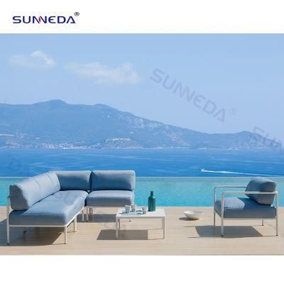 Hotel Outdoor Garden Courtyard Rattan Aluminium Powder Coating Corner Sofa