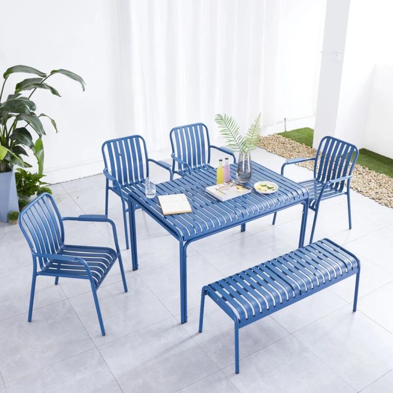 Metal Frame Garden Chair Stacking Aluminum Dining Meeting Chair Restaurant Bench