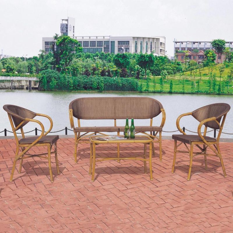 Brown Color Rattan Bistro Set Stacking Garden Furnitures