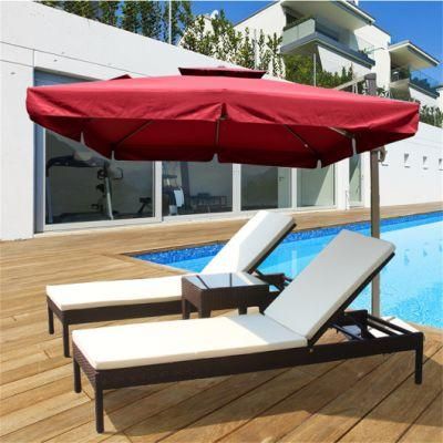 Outdoor Aluminum Frame Rattan Fabric Sun Lounger Swimming Pool Bed