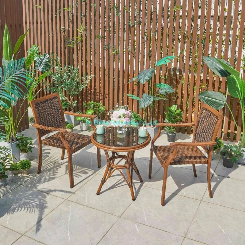 Outdoor Portable New Aluminium Garden Furniture Round Dining Table Set Modern Vintage Side Table