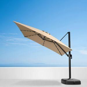10FT Garden Restaurant Aluminum Commercial Cantilever Solar Patio Umbrella Parasol Umbrella Light Outdoor