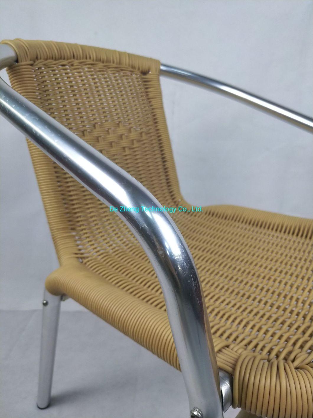 Commercial Outdoor Bistro Restaurant Chair Aluminium Slat Heavy Duty Garden Rattan Bar Chair