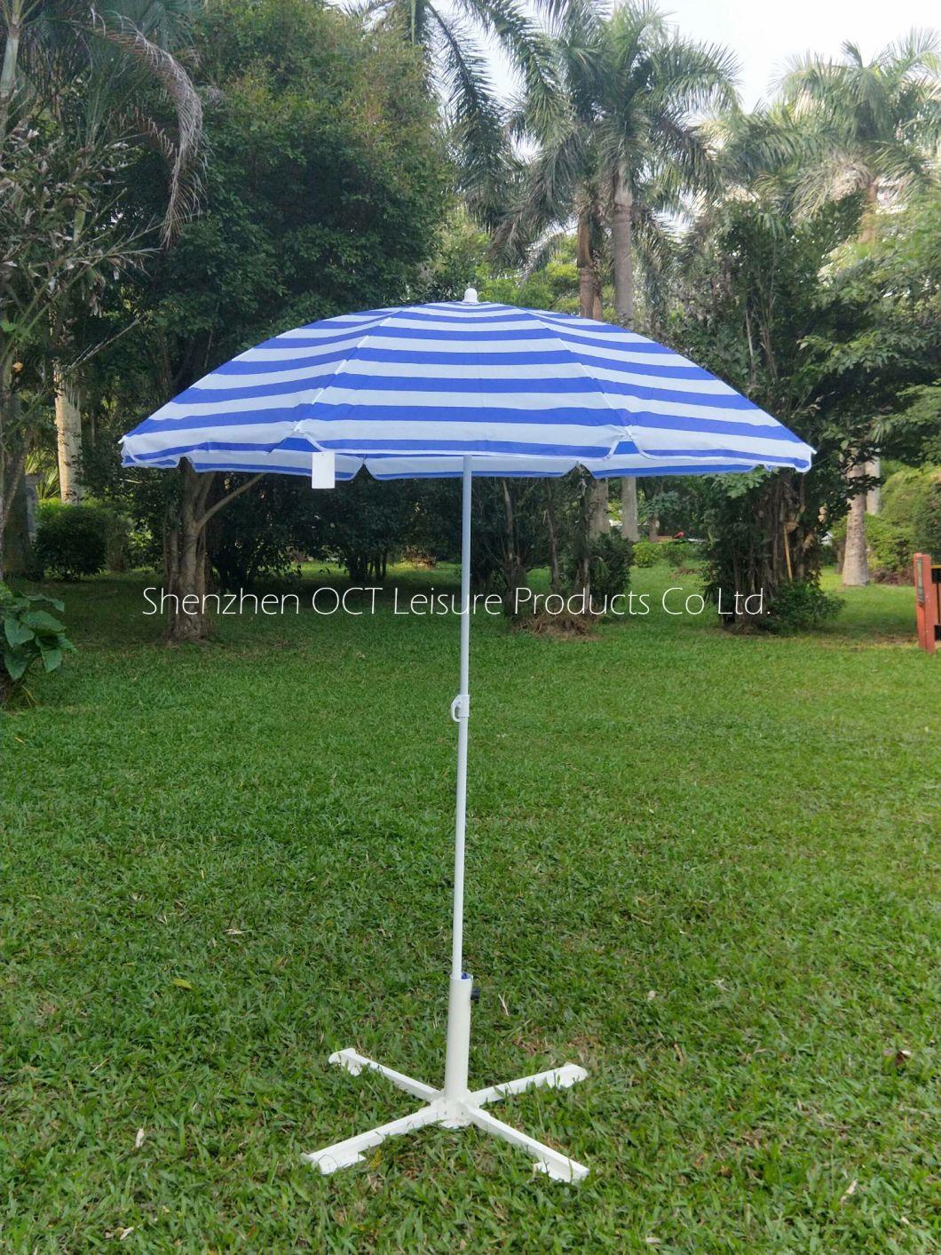2 Meter Classic White/Blue Stripe Beach Garden Umbrella (OCT-BU19013)