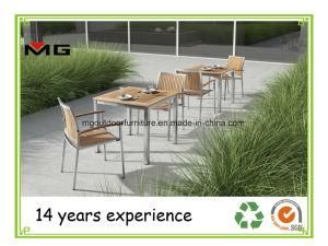 Teak Top Outdoor Dining Table with Stainless Steel Legs