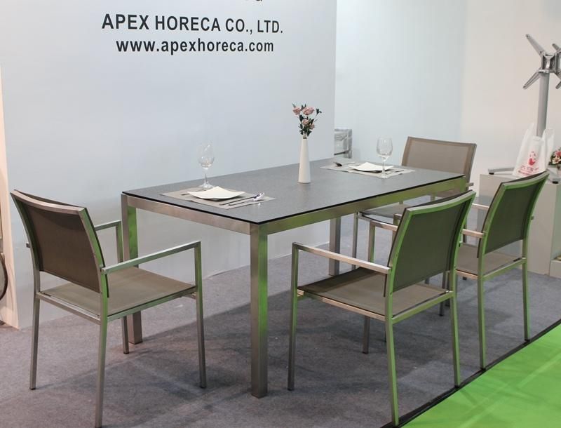 Luxury Metal Stainless Steel Dining Chair and Table Patio Furniture