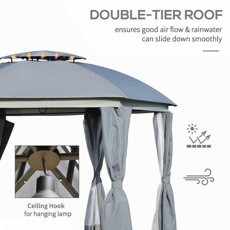 High Quality Rectangle Patio Gazebo with Screens and Privacy Walls