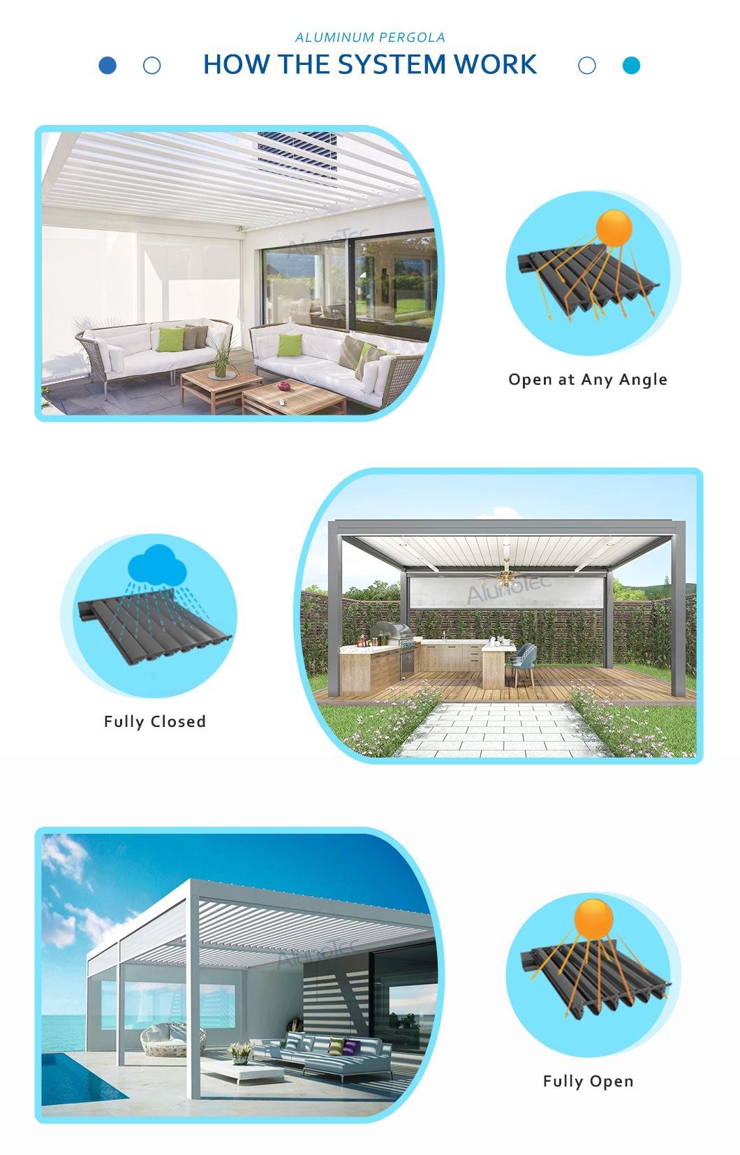 Garden Adjustable Louvered Roof Blade Awning System Aluminium Pergola