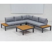 Morden Design Factory Selling Aluminum Garden Sofa Set with Cushion and Teak Top