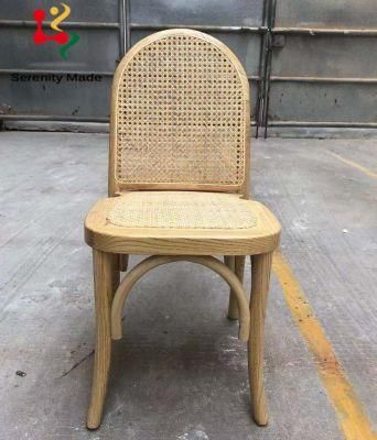 Natural Rattan Furniture Hotel Resort Wood Frame Cane Couch with Upholstery Garden Outdoor Dinging Chair