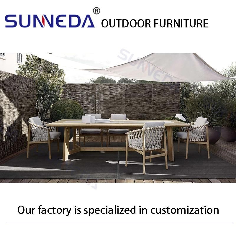 Courtyard Modern Outdoor Teak Wood Dining Table and Chair