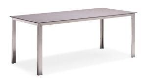 Outdoor Glass Dining Table with Metal Legs