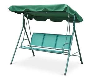 3-Seater Garden Patio Metal Textilene Swing Chair Flat Tube Armrest - a Feet