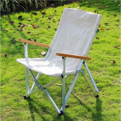 Outdoor Portable Aluminum Frame with Solid Wood Armrest Lightweight Folding Camping Low Chair