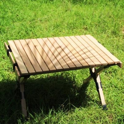 OEM Furniture Wooden Egg Roll up Solid Outdoor Camp Easy Portable BBQ Picnic Wood Fold Table