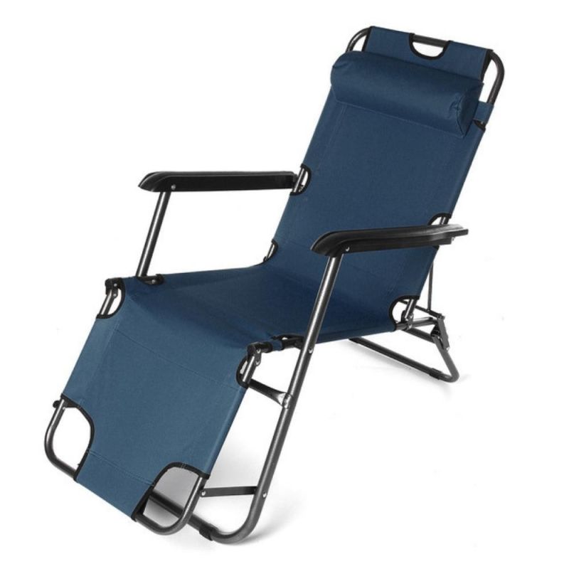 Outdoor Folding Adjustable Beach Lounge Chair Terrace Chair with Cushion Bed Camping Chair Wyz19551