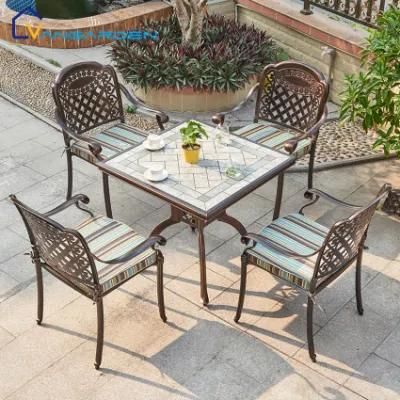Classic Outdoor Design Furniture Garden Metal Dining Set for Cafe Shop