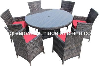 Factory 7PCS Outdoor Patio Garden Wicker Furniture Rattan Dining Chair and Table Sets