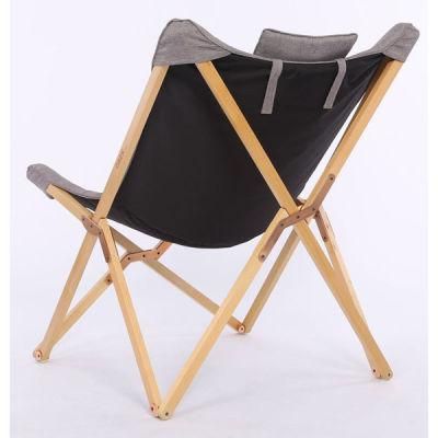Outdoor Solid Beech Wood Frame Portable Folding Camping Wood Beach Chair