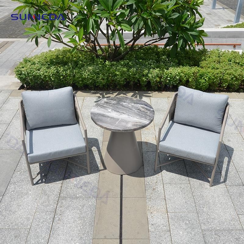 Patio Outdoor Rope Weaving Arm Garden Chair Restaurant Cafe Aluminum Outdoor Chair Set