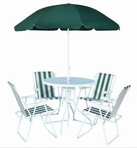 Garden Patio Set-4PCS Chairs + 1PCS Umbrella + 1PCS Table
