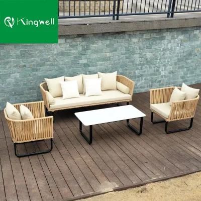 Outdoor Aluminum Frame Patio Furniture Garden Sets Braided Rope Sofa Set with Coffee Table