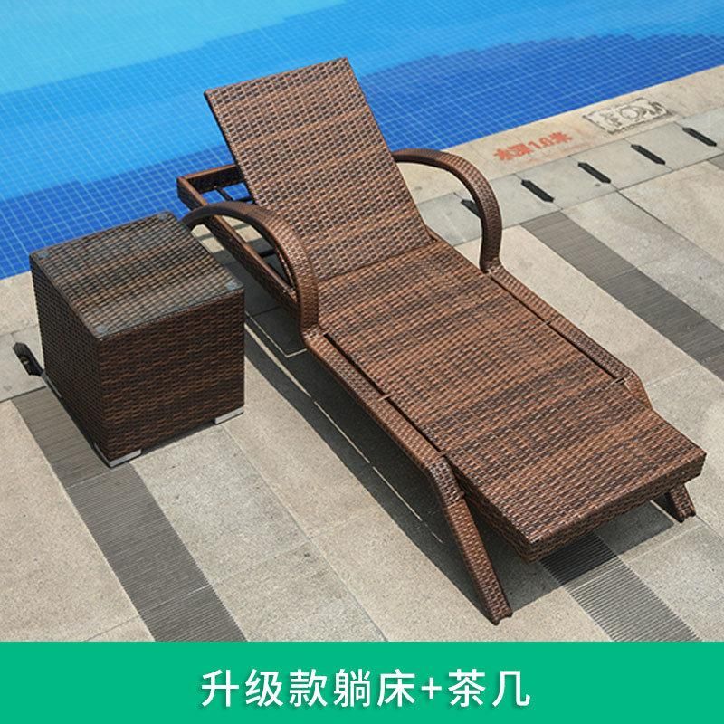 Beach Side Chaise Garden Rattan Fabric Sun Bed/Daybed Sun Lounger Aluminum Frame